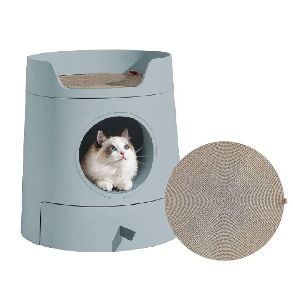 Michupet XL Castle 2-in-1 Cat Litter Box with Scratch Basin & Scoop Included Morandi Green - MichuPet