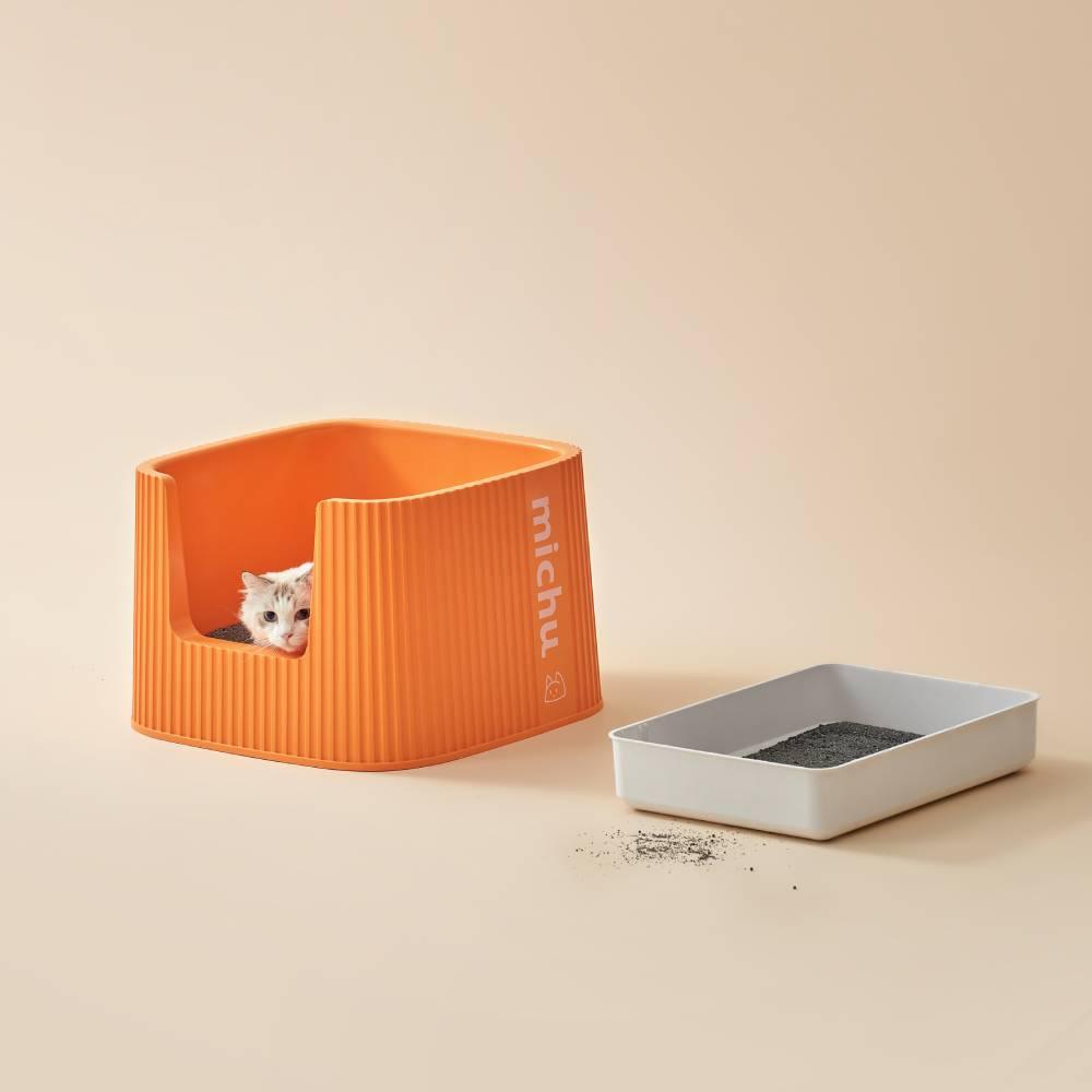 Michu XXL Coral, BoBa & Sage Deluxe Cat Litter Box - Spacious Design - MichuPet