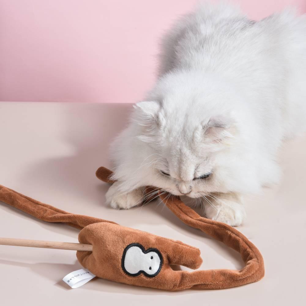 Michupet Natural Interactive Cat Wand - Safe Hunting Distance Cat Toys for Indoor Cats - MichuPet